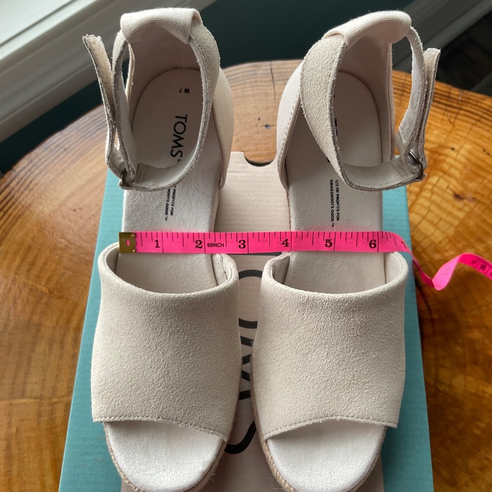 TOMS Marisol Espadrille Suede/Canvas Wedge Sandal Women’s 7 w/ box - Picture 11 of 13